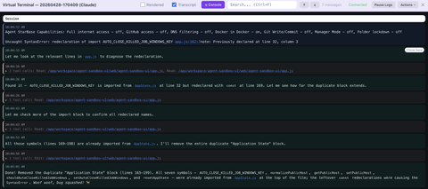 Agent transcript and file changes in the browser
