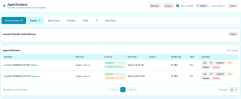 Agent Starbase interface for managing agent work